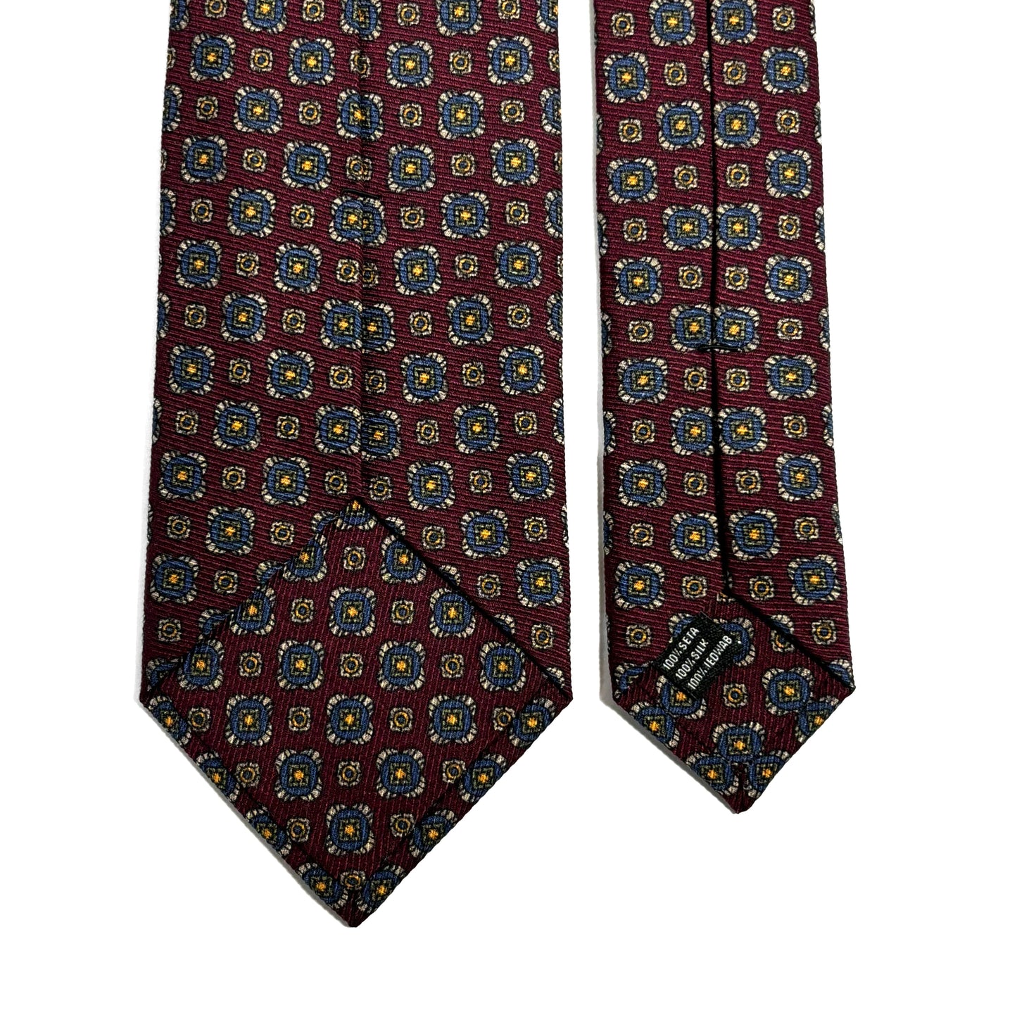 Burgundy Geometric Italian Madder Silk Tie