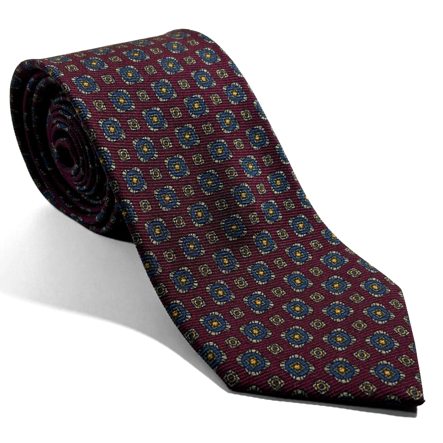 Burgundy Geometric Italian Madder Silk Tie