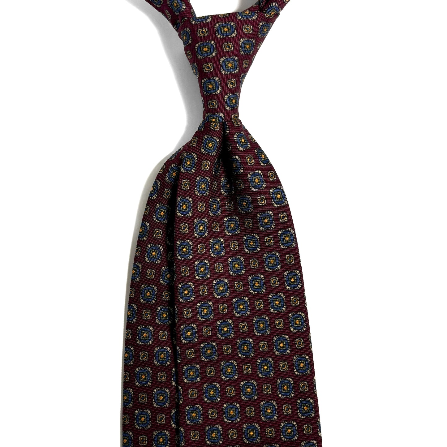 Burgundy Geometric Italian Madder Silk Tie