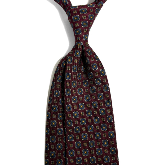 Burgundy Geometric Italian Madder Silk Tie