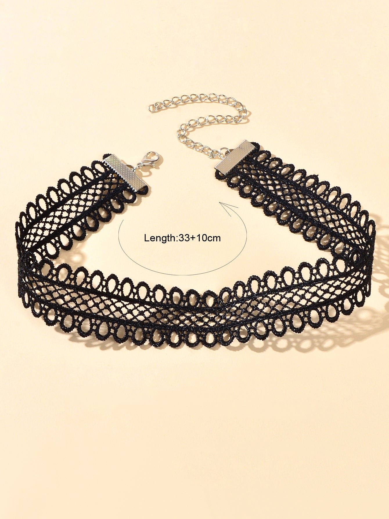 Gothic Punk 90s Black Ribbon Geometric Tattoo Choker Lace Necklace Grunge Collar