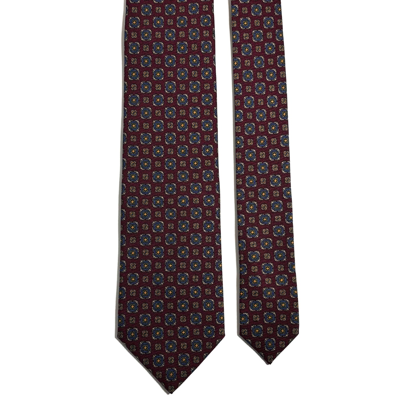 Burgundy Geometric Italian Madder Silk Tie