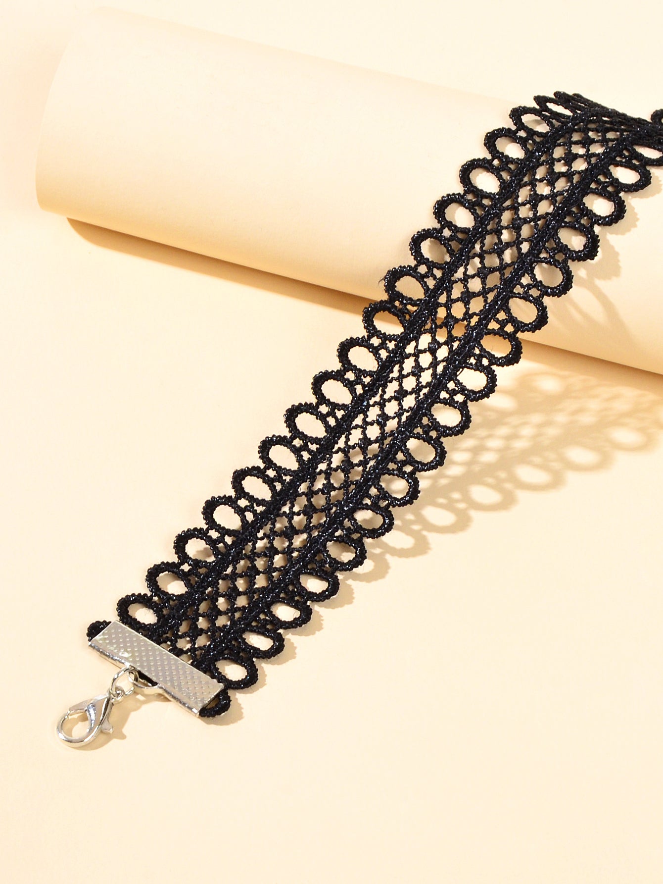 Gothic Punk 90s Black Ribbon Geometric Tattoo Choker Lace Necklace Grunge Collar