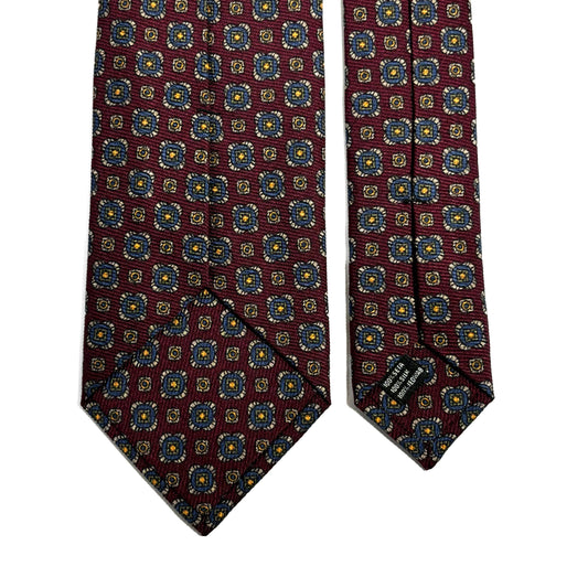 Burgundy Geometric Italian Madder Silk Tie