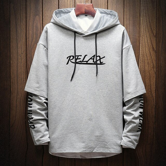 Men Hip Hop Fake two-piece Hoodies Sweatshirt Letter Harajuku Styles Hoodie Magic Casual Pullover Sweatshirt sudadera hombre