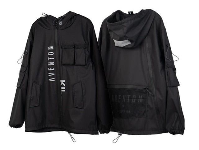 Multi Pockets Cargo Jackets Men Windbreaker Hip Hop Streetwear Outdoor Techwear Jackets Harajuku Cargo Coats