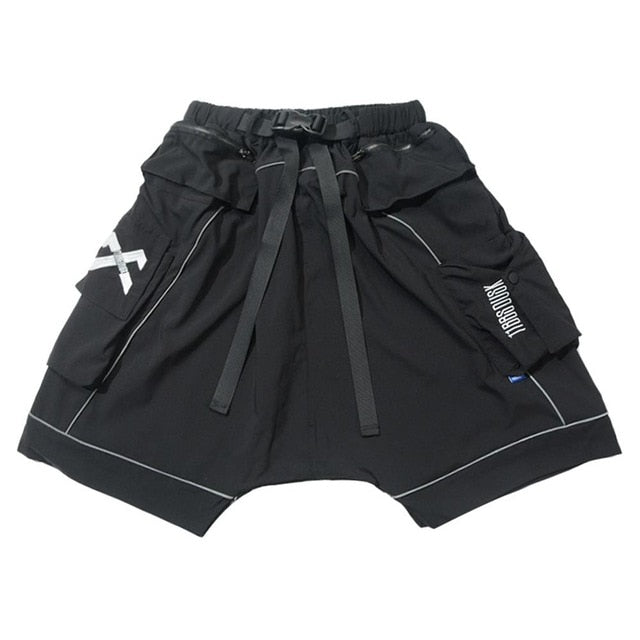 Reflective Hip Hop Shorts Mens  Summer Tactical Knee Length Male Short Pants Joggers Streetwear Cargo Shorts