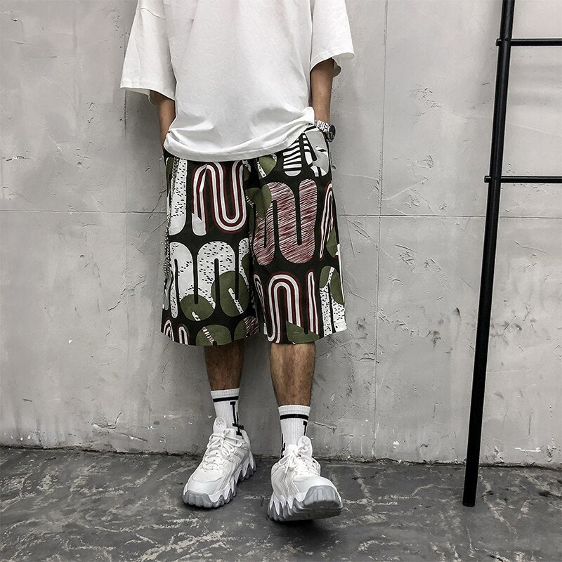 Men's Shorts Harajuku Colorful Graphic Summer Bermuda Beach Baggy