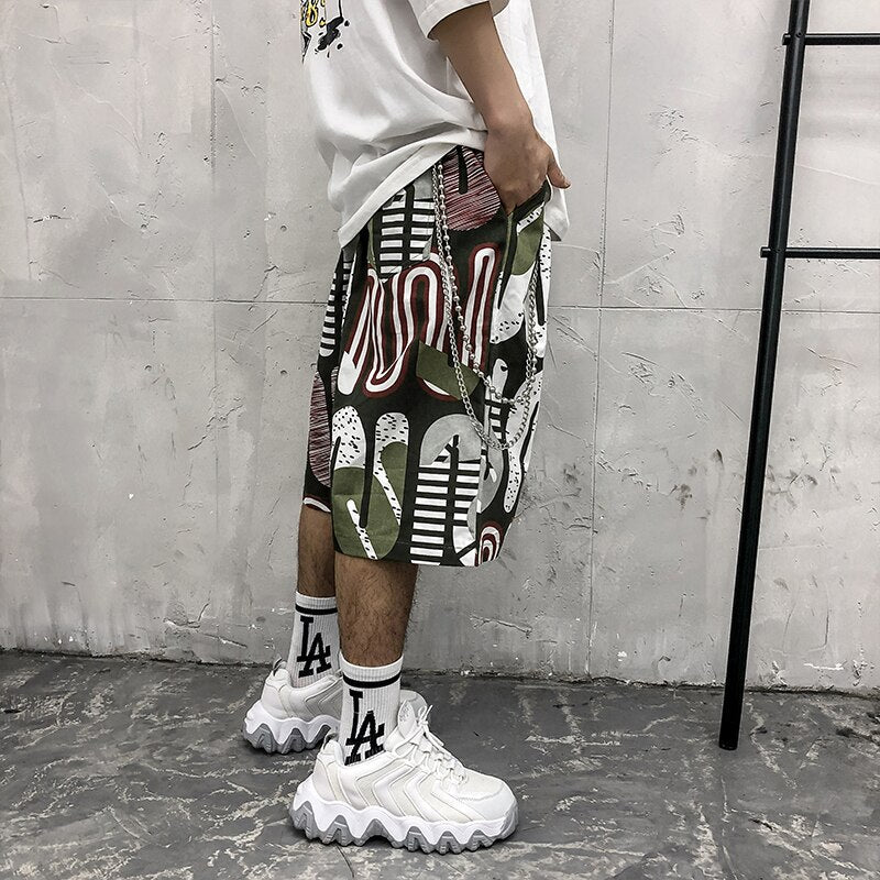 Men's Shorts Harajuku Colorful Graphic Summer Bermuda Beach Baggy