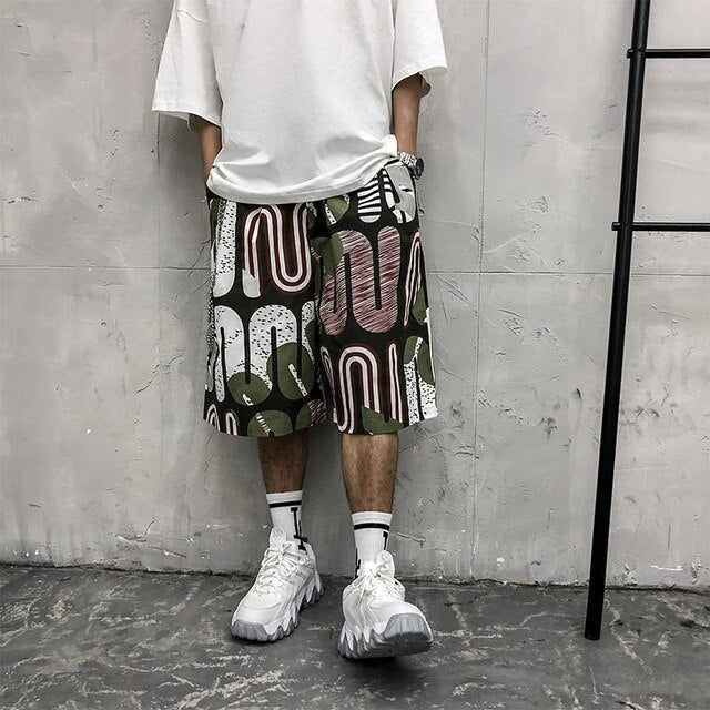 Men's Shorts Harajuku Colorful Graphic Summer Bermuda Beach Baggy