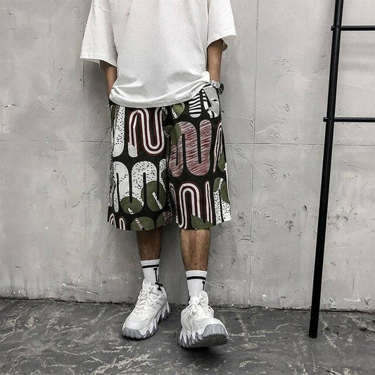 Men's Shorts Harajuku Colorful Graphic Summer Bermuda Beach Baggy