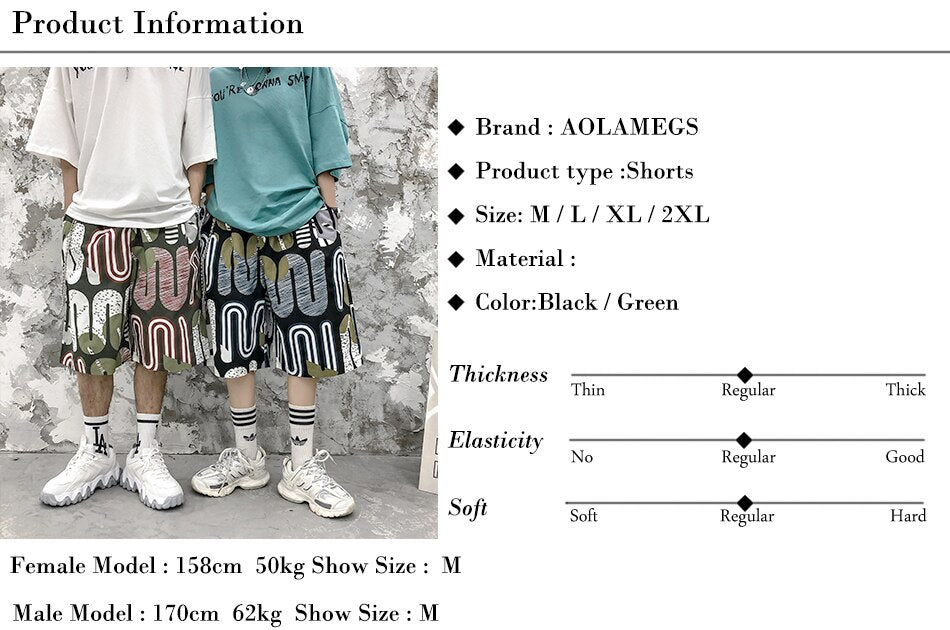 Men's Shorts Harajuku Colorful Graphic Summer Bermuda Beach Baggy