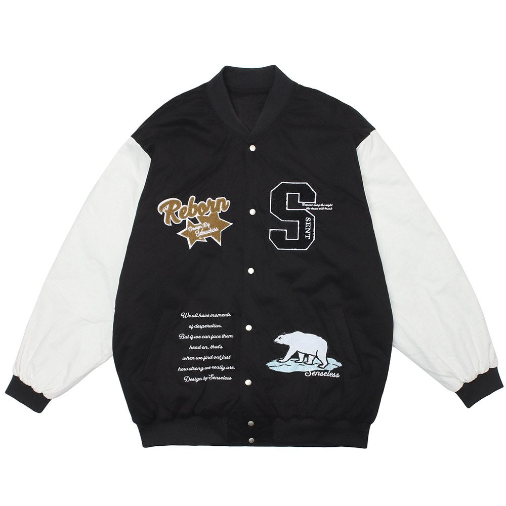 Winter Jacket Men Letter Animal Patch Embroidery Patchwork Thicken Coats Couple Baggy High Street College Style Outwear