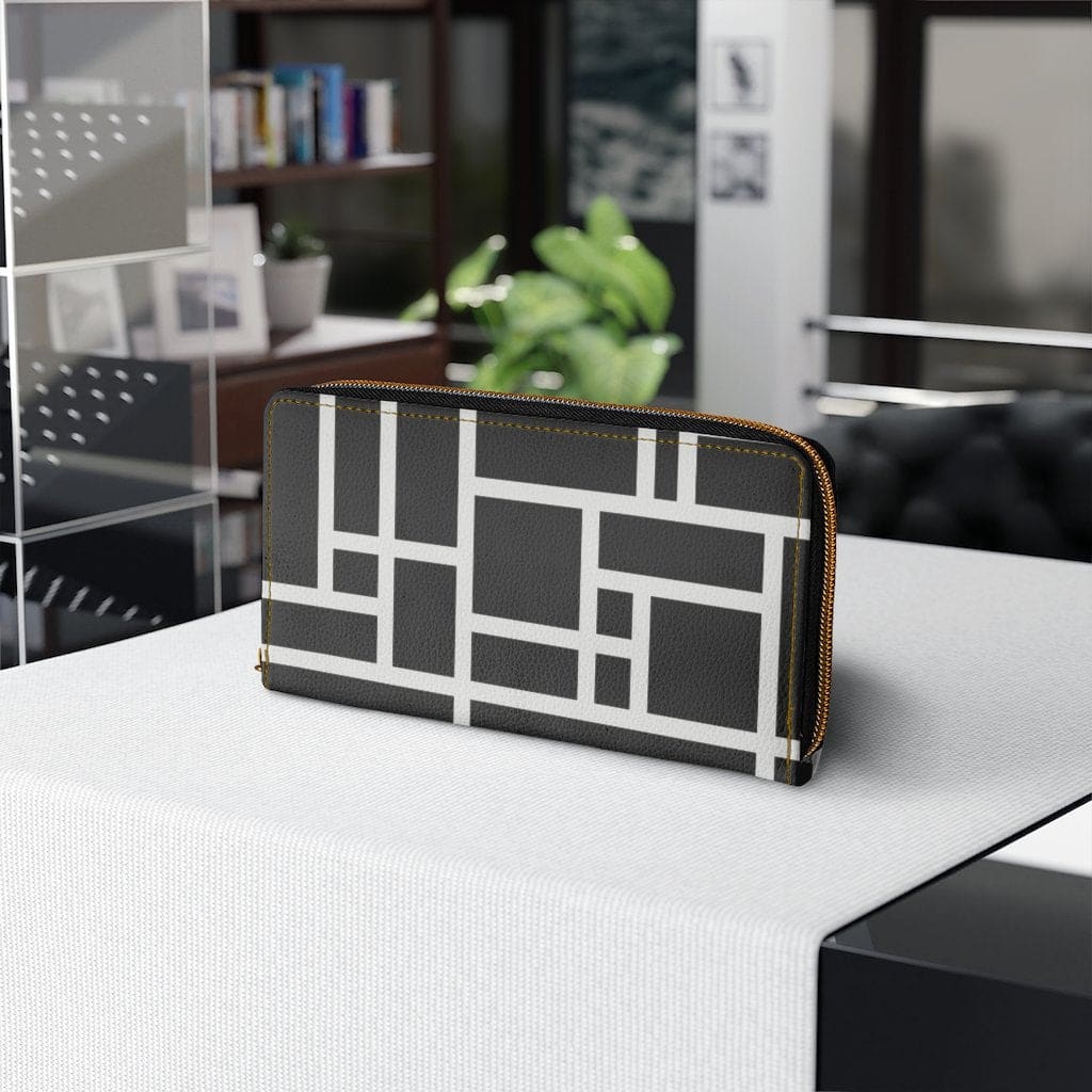 Womens Wallet - Zip Purse Black and White Colorblock