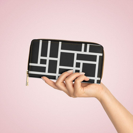 Womens Wallet - Zip Purse Black and White Colorblock