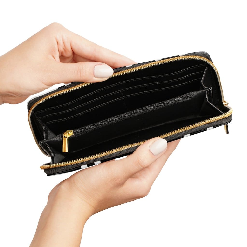 Womens Wallet - Zip Purse Black and White Colorblock